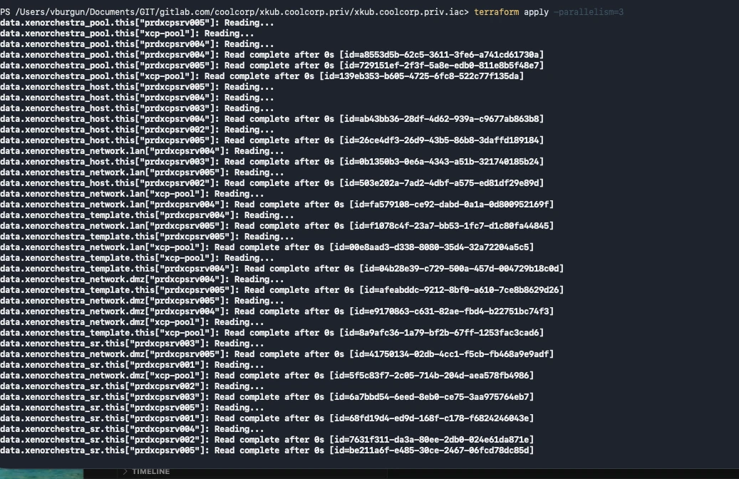 Lancement de terraform apply avec l'option parallelism à 3