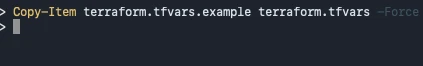 Copie du fichier terraform.tfvars.example vers terraform.tfvars