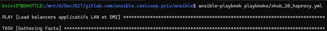 Lancement du playbook Ansible xkub_20_haproxy.yml depuis WSL