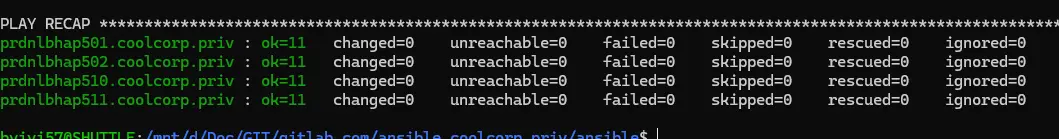 PLAY RECAP du playbook xkub_20_haproxy.yml rejoué : changed=0 sur les quatre load balancers