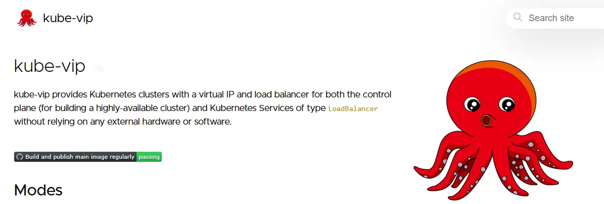 Page d'accueil du projet open source kube-vip