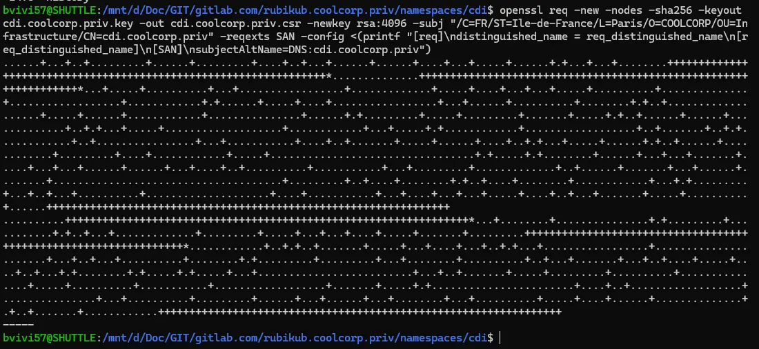 Génération de la clef privée et du csr