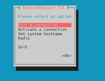 Usage de nmtui
