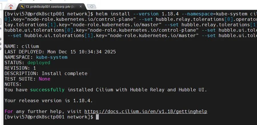 Installation de cilium