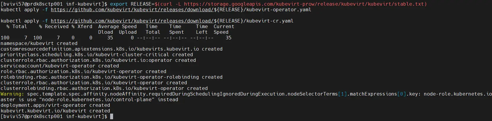 Installation de KubeVirt