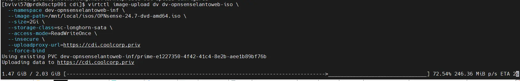 Lancement de l'upload