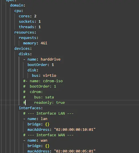 Modification conf VM