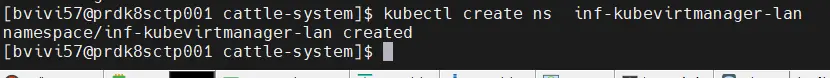 Création Namespace pour Kubevirt Manager