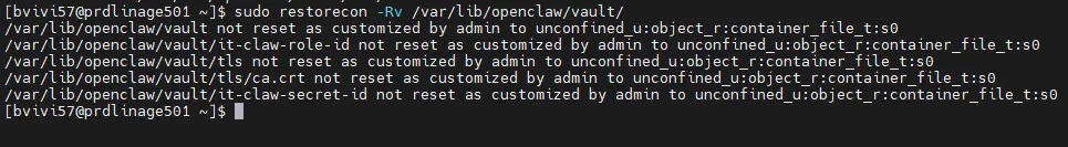 SElinux : application du contexte de sécurité sur les fichiers d'identifiants