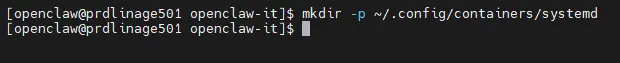 Création du dossier pour le quadlet systemd qui va gérer le conteneur de l'agent vault