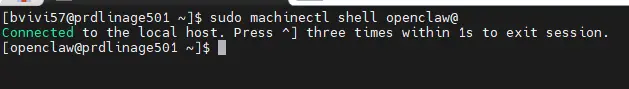 Connexion dans le contexte de l'utilisateur openclaw