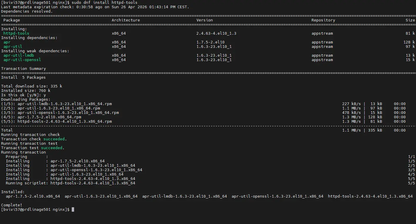 Création du fichier htpasswd pour nginx