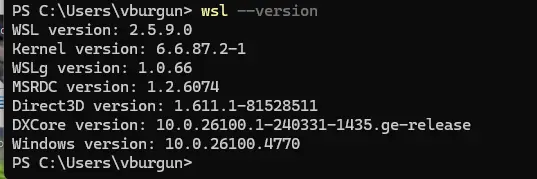 Version de WSL utilisée