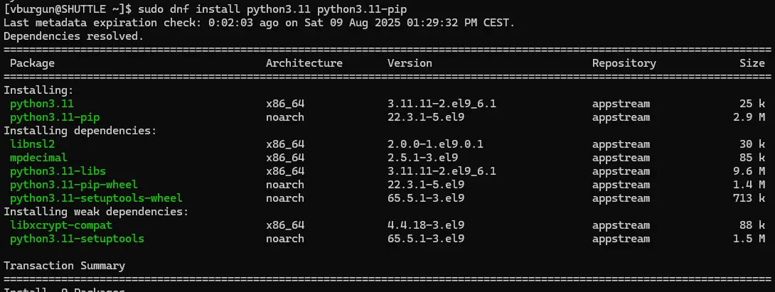 Installation de python3.11