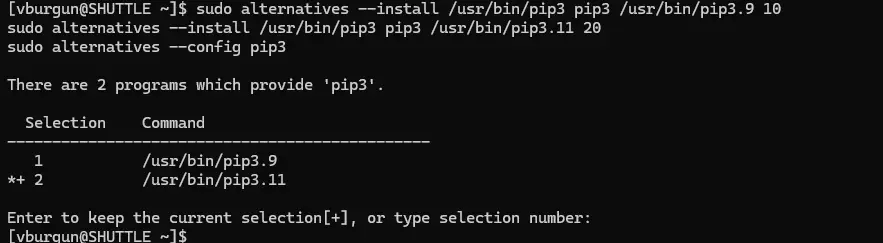 Mise par défault de la bonne version de pip