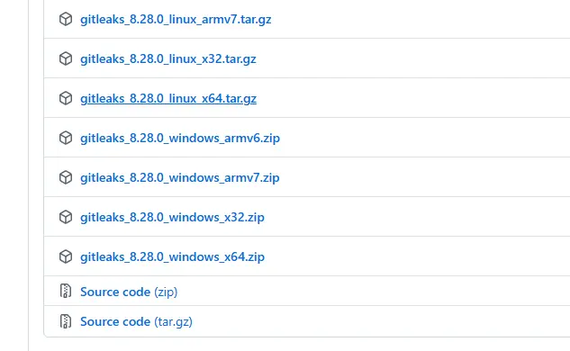 Récupération du binaire de gitleaks