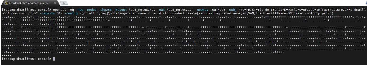 génération de la clef privée et du csr