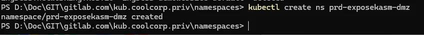 Création du namespace