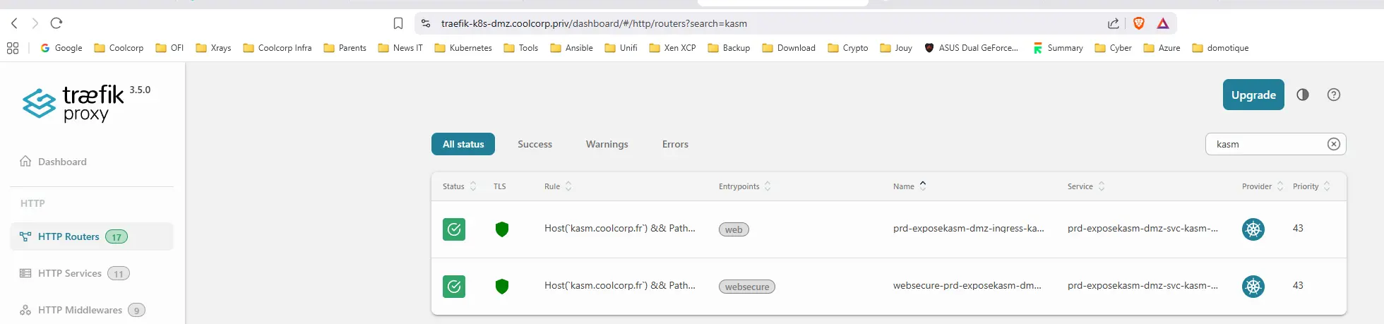 Visualisation du routage dans Traefik