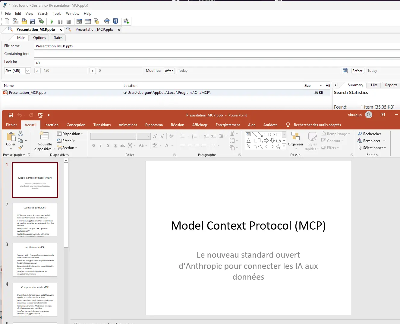 Résultat de la production du PowerPoint
