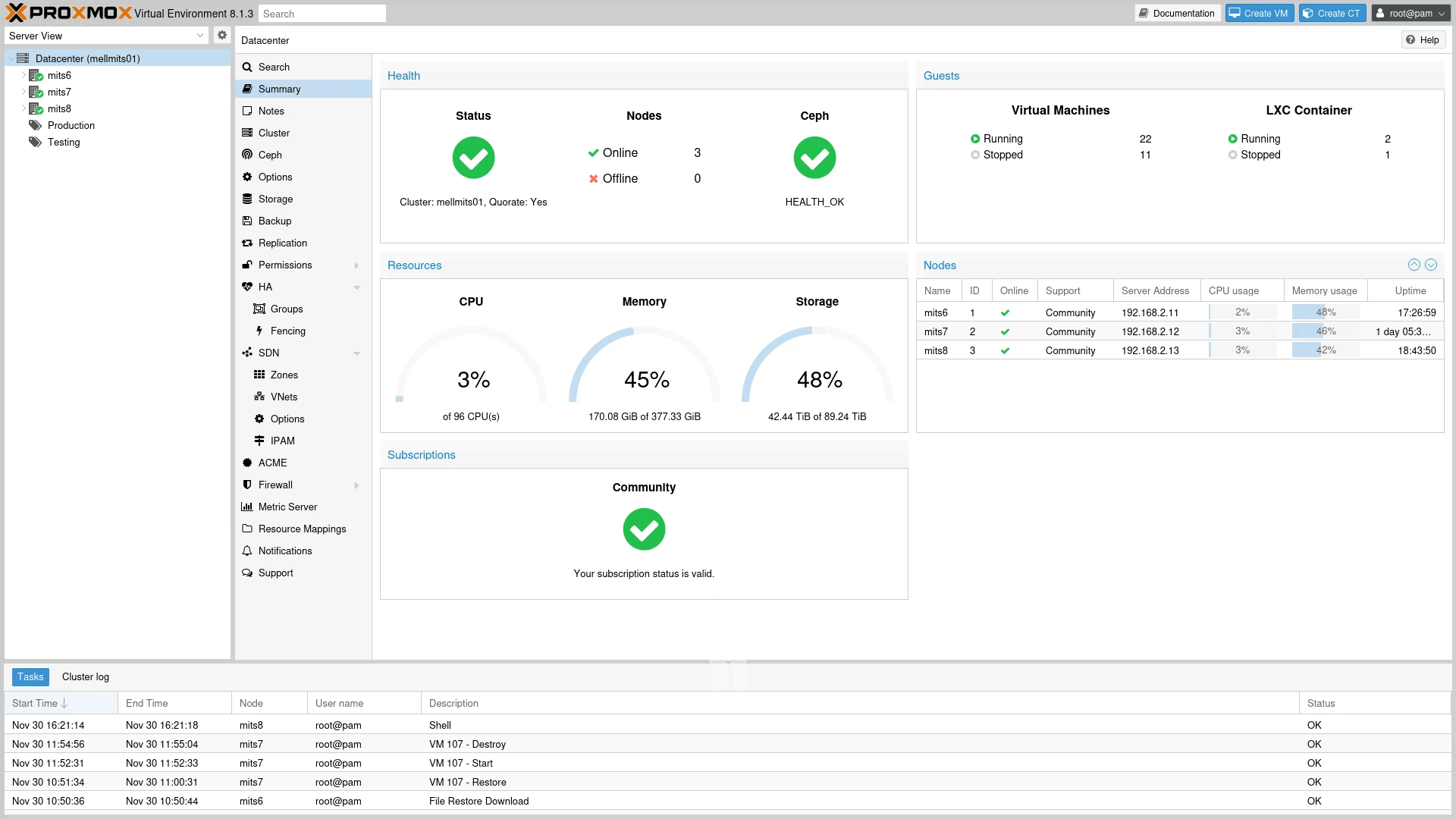 proxmox GUI