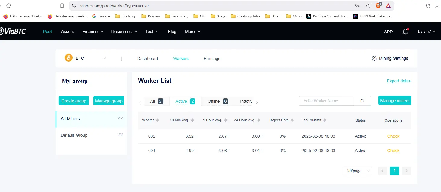 Interface de ViaBTC