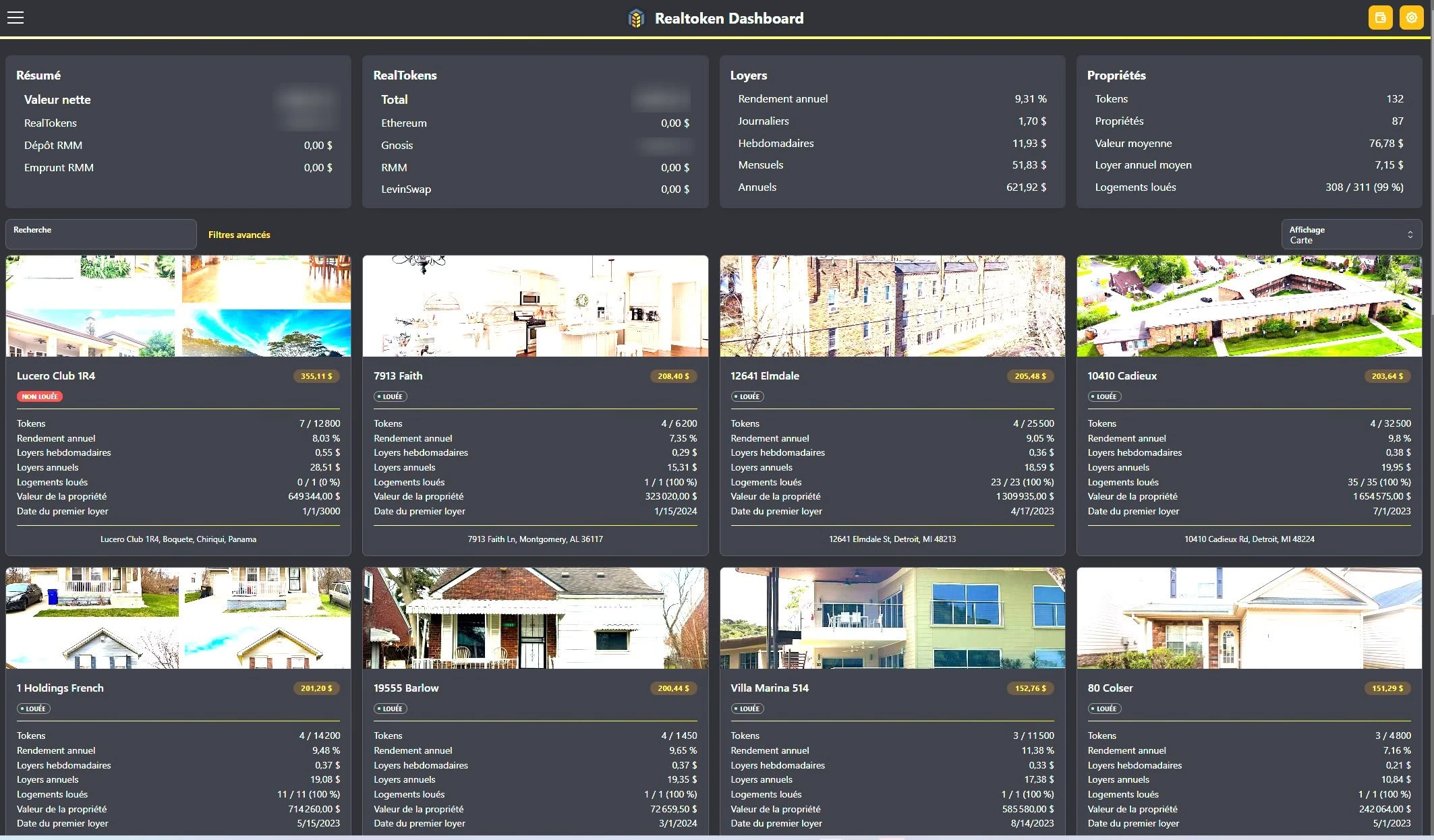 Le dashboard