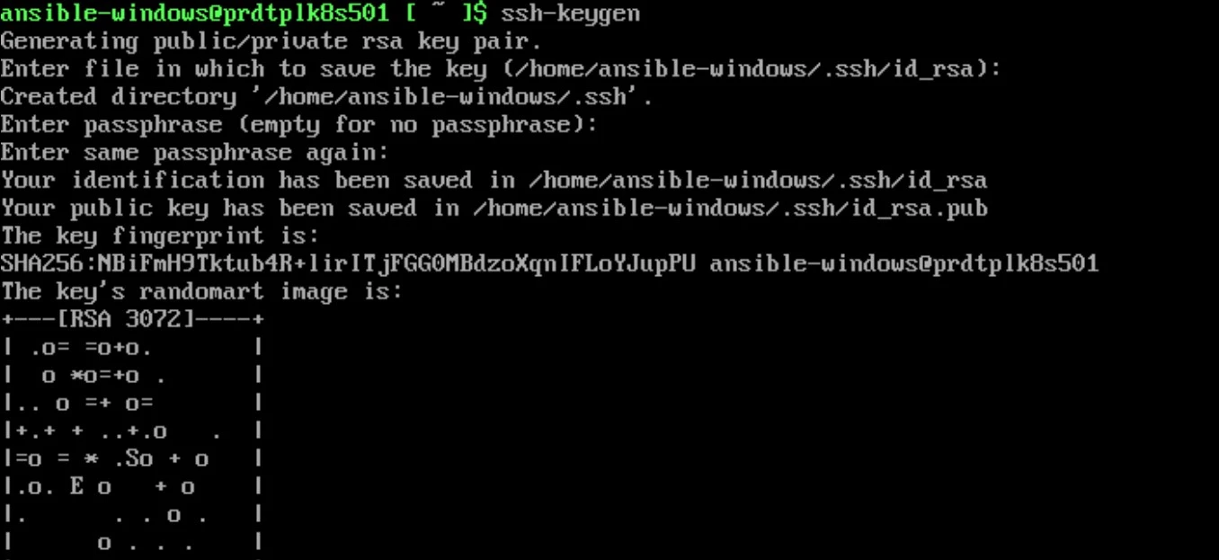 Creation de la clef SSH pour ansible-windows