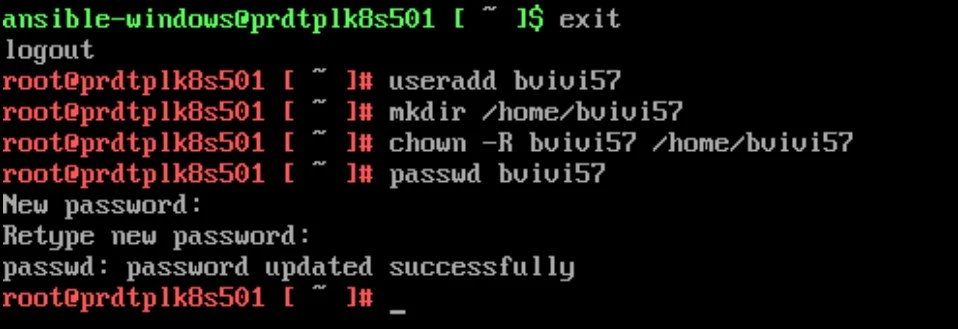 Creation du user local pour accès SSH