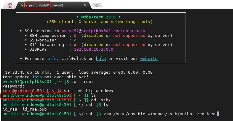 Bascule sur le compte ansible-windows