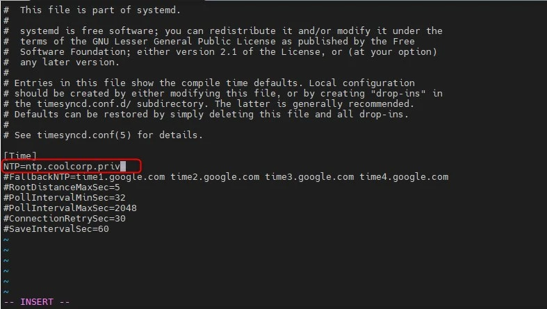 Changement configuration NTP