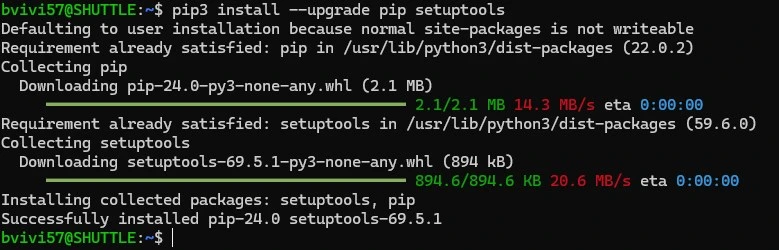 Mise à jour des dependances python