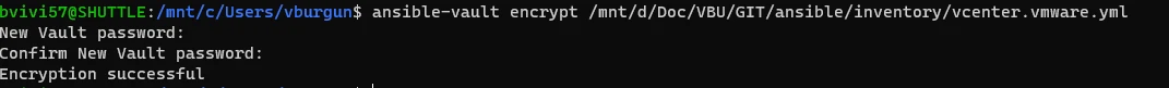 Chiffrement du fichier d'inventaire avec ansible vault