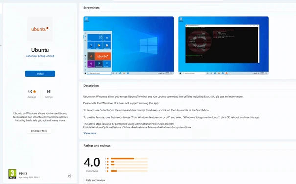 Ubuntu via le Store MS