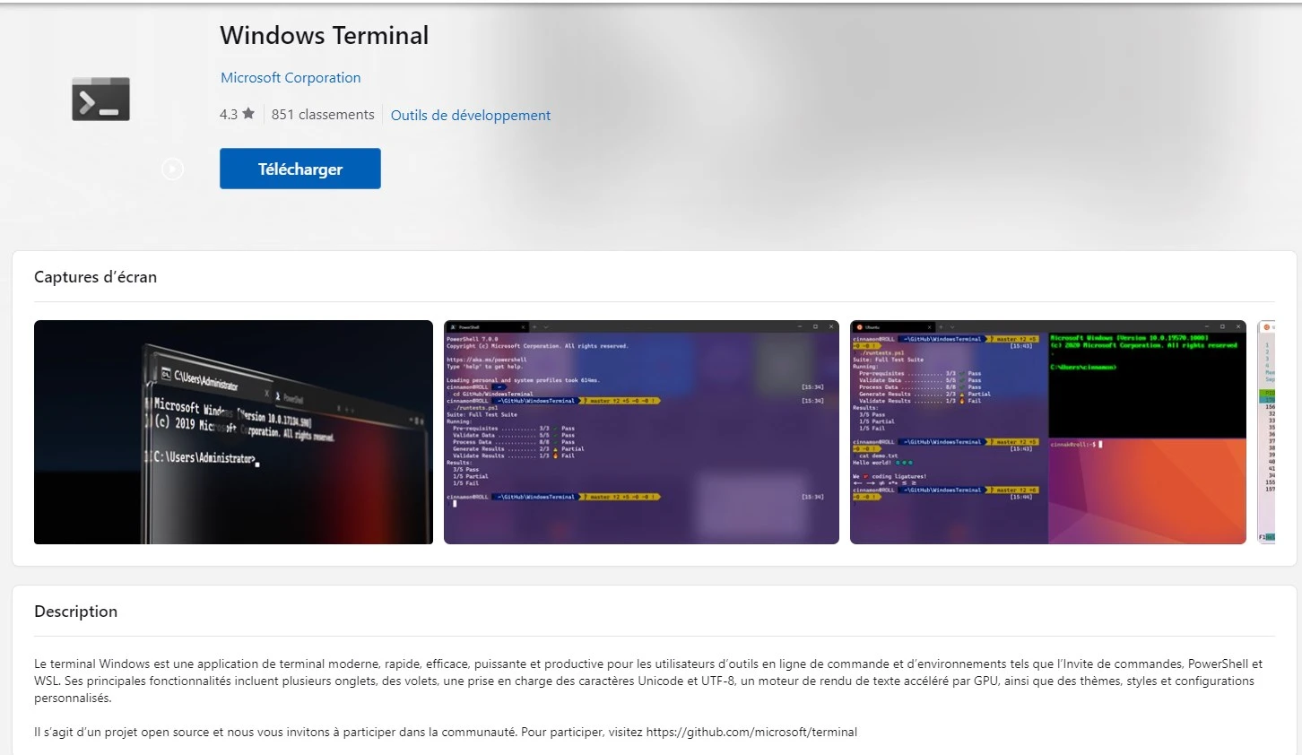 Terminal dans le store MS