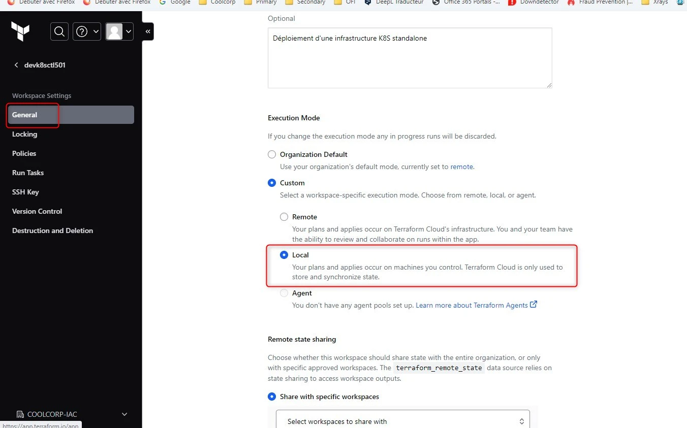 Configuration du workspace