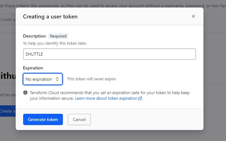 Création d'un token