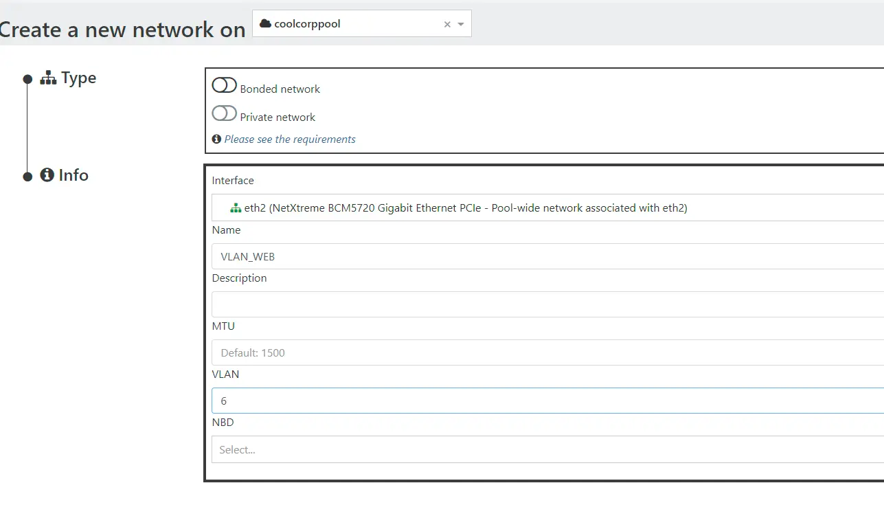 Création du réseau VLAN WEB