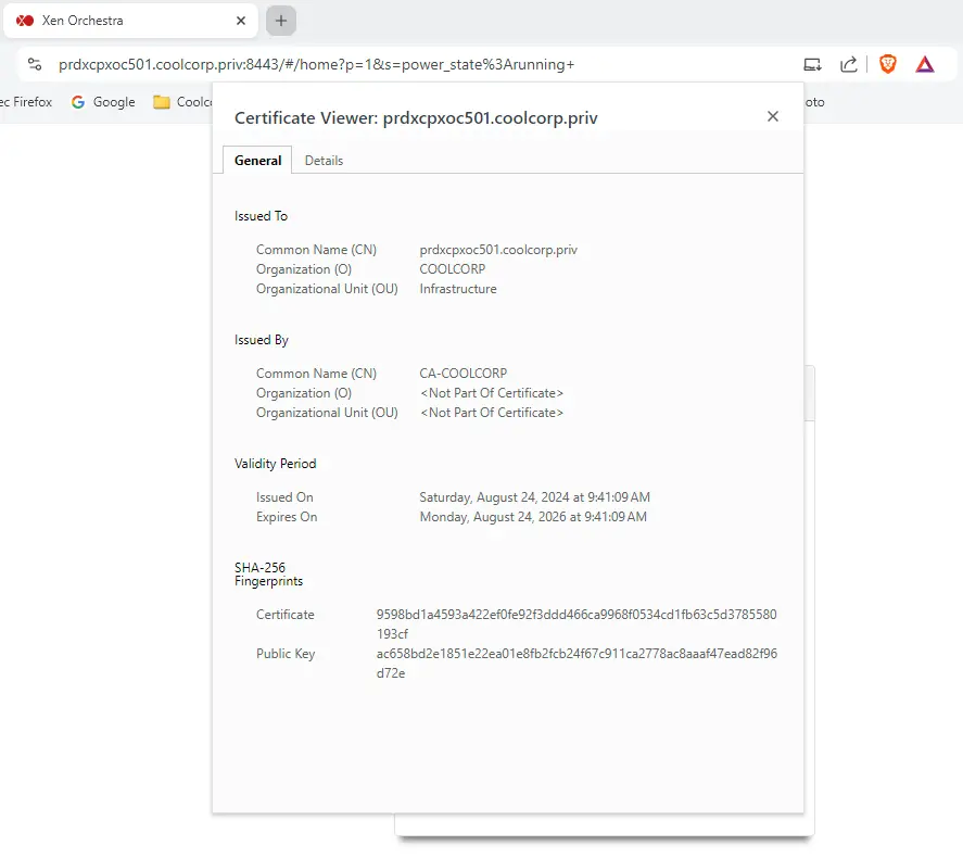Controle du certificat