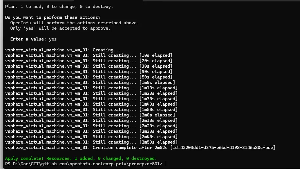 Deploiement de la VM avec OpenTofu/Terraform