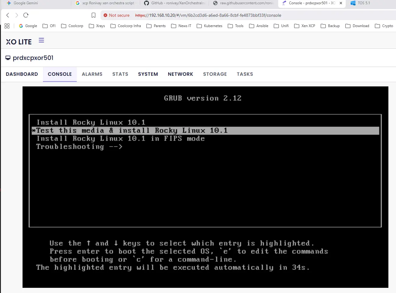 Accès à la console de la VM