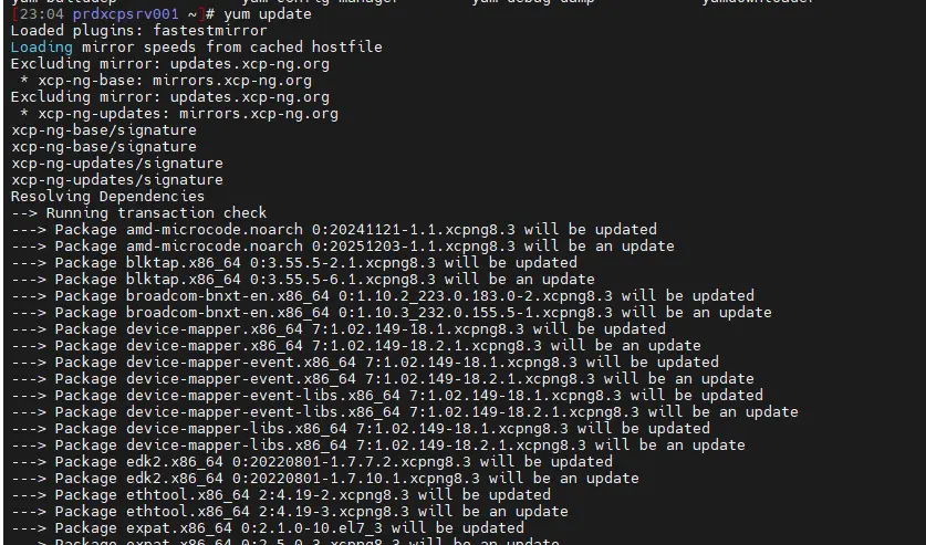 Mise à jour du serveur