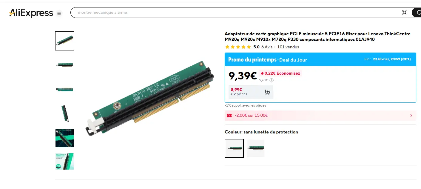 Equerre pour connecté une carte sur le lenovo