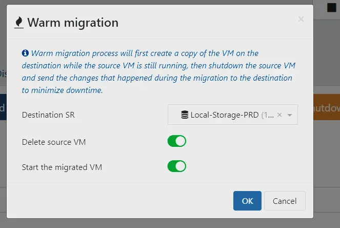 Parmétrage de la migration