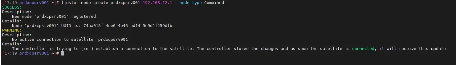 Création du node LINSTOR