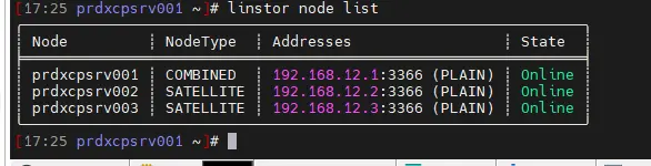 Controle des nodes LINSTOR
