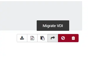 Sélection de l'option Migrate VDI
