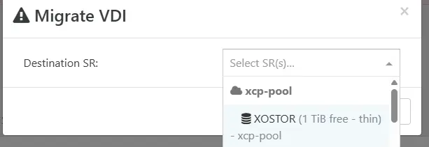 Sélection du SR XOSTOR